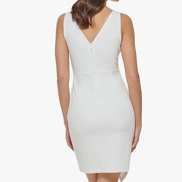 Guess Ivory Origami Sheath Sleeveless Dress Size 14 - Picture 7 of 16